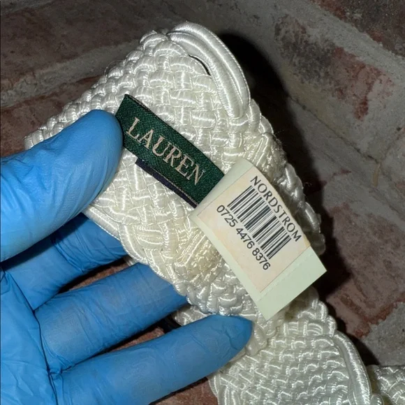 Womens Lauren by Ralph Lauren Cream Woven Belt with Silver Buckle - Picture 6 of 6